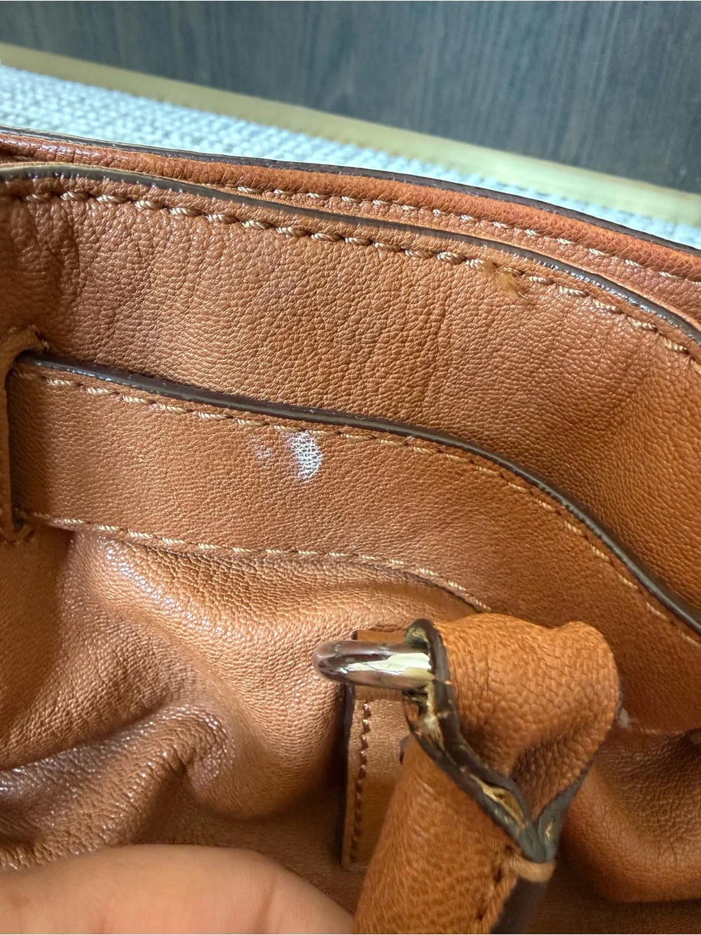 Michael Kors Cognac Leather Shoulder Satchel with Silver Hardware